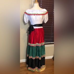 Women's Mexican Señorita Costume Dress, one-size fits most, red, green, white